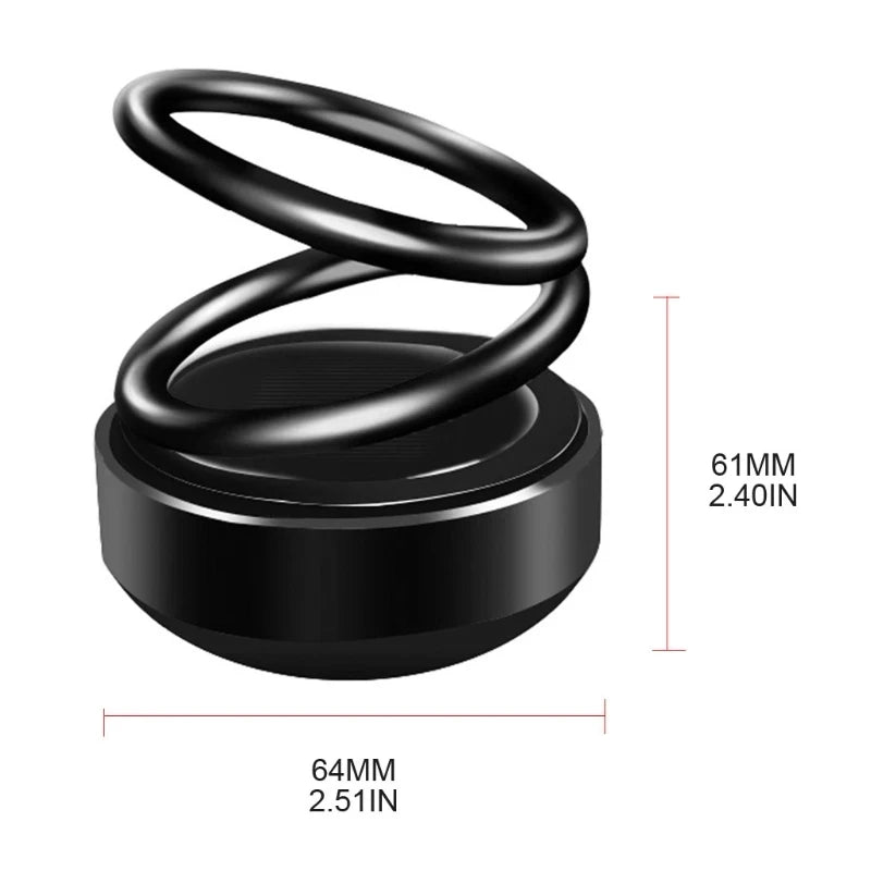 Suspended Rotating Double Ring Aromatherapy Car Accessory with Solar-Powered Perfume Decoration