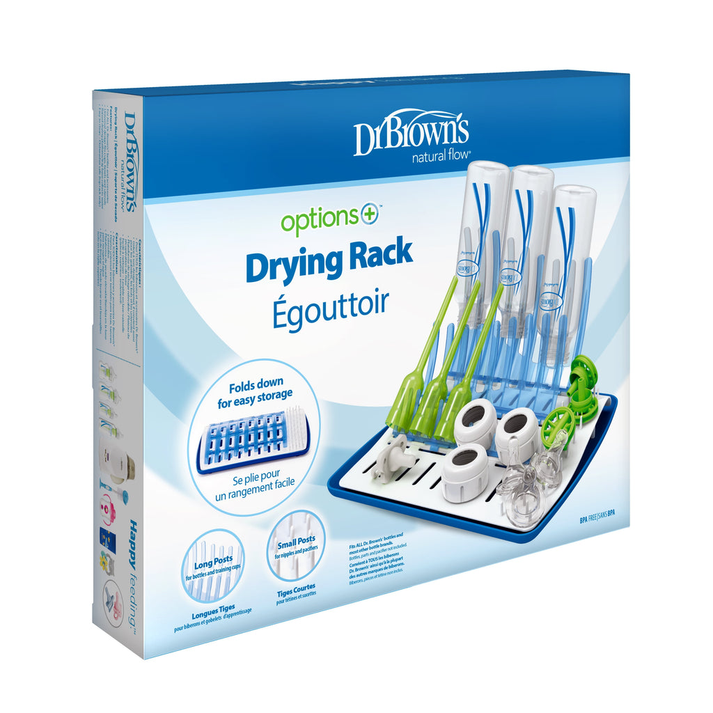 Dr. Brown'S Folding Baby Bottle Drying Rack for Easy Storage, Dry Baby Essentials, BPA Free, Blue