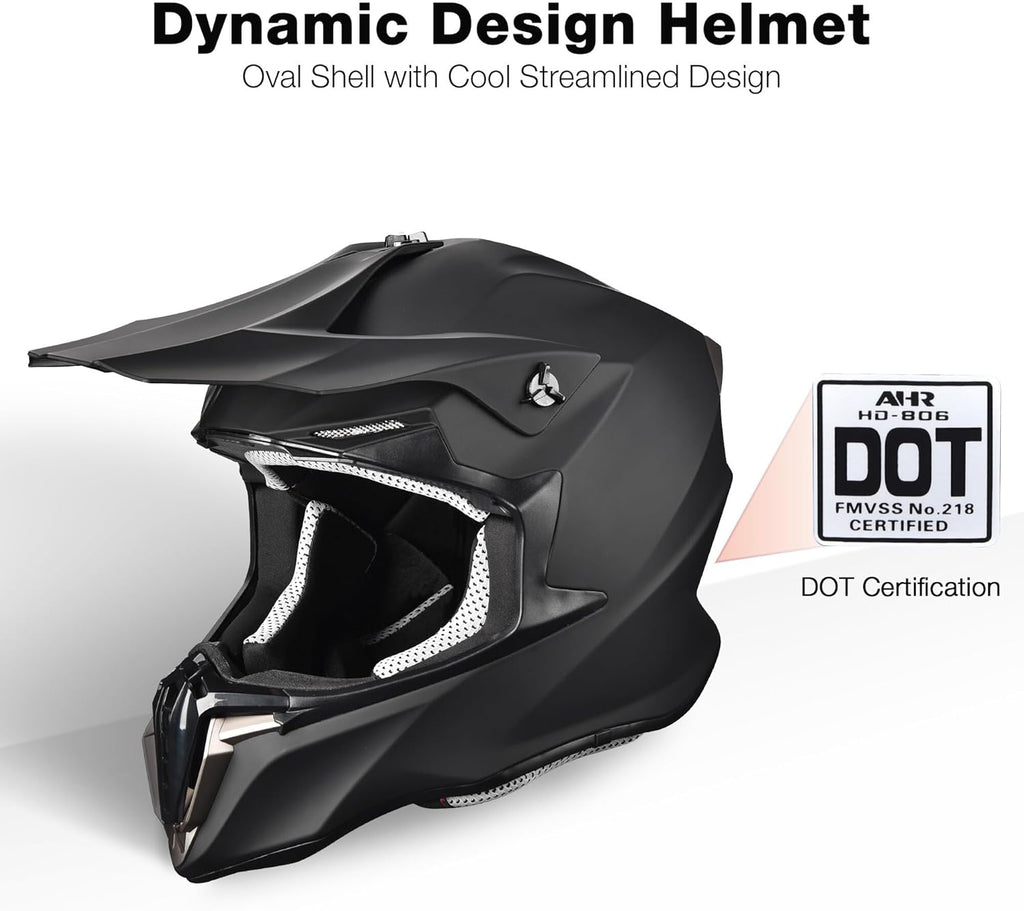 AHR Adult Offroad Dirt Bike Helmet Motocross ATV Dirtbike Outdoor BMX MX Full Face Motorcycle Helmet DOT Approved