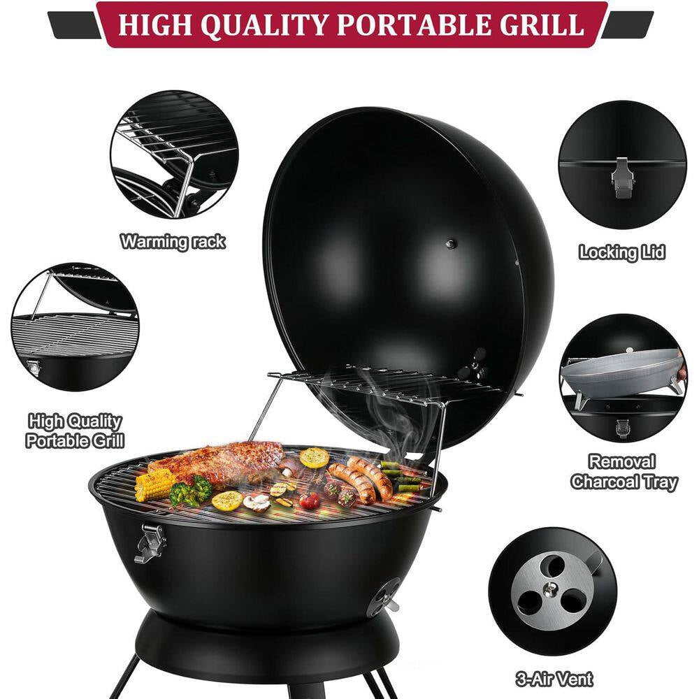 14 In. Portable Charcoal Grill, in Black
