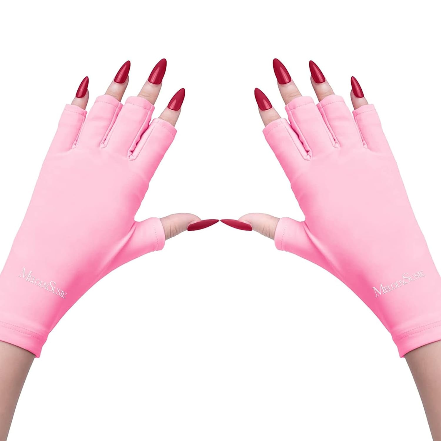 Melodysusie UV Protection Gloves for Gel Nail Lamps - UPF50+ Fingerless Manicure Gloves for Men and Women - Safeguard Your Hands from Sun and Nail Dryer Damage (Black)