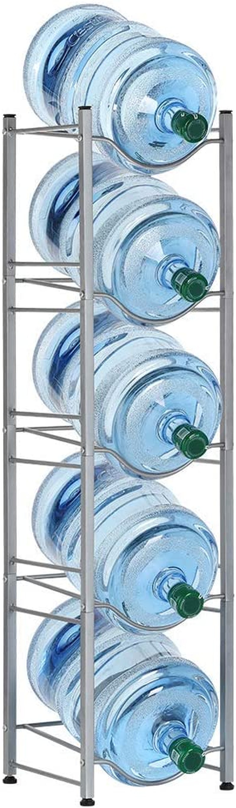 MOOACE 5-Tier Detachable Water Jug Rack - Stylish 5 Gallon Bottle Holder for Kitchen, Office, and Home in Silver