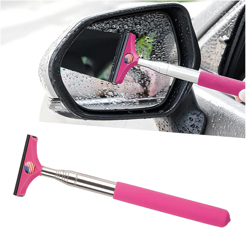Ultimate Car Rearview Mirror Wiper & Telescopic Squeegee - Portable Water Cleaner for All Vehicles (Black)