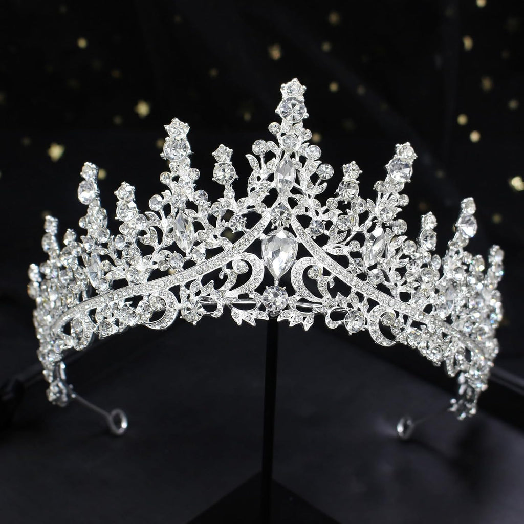 COCIDE Silver Tiara and Crown for Women Crystal Queen Crowns Rhinestone Princess Tiaras for Girl Bride Wedding Hair Accessories for Bridal Birthday Party Prom Halloween Cos-Play Costume Christmas