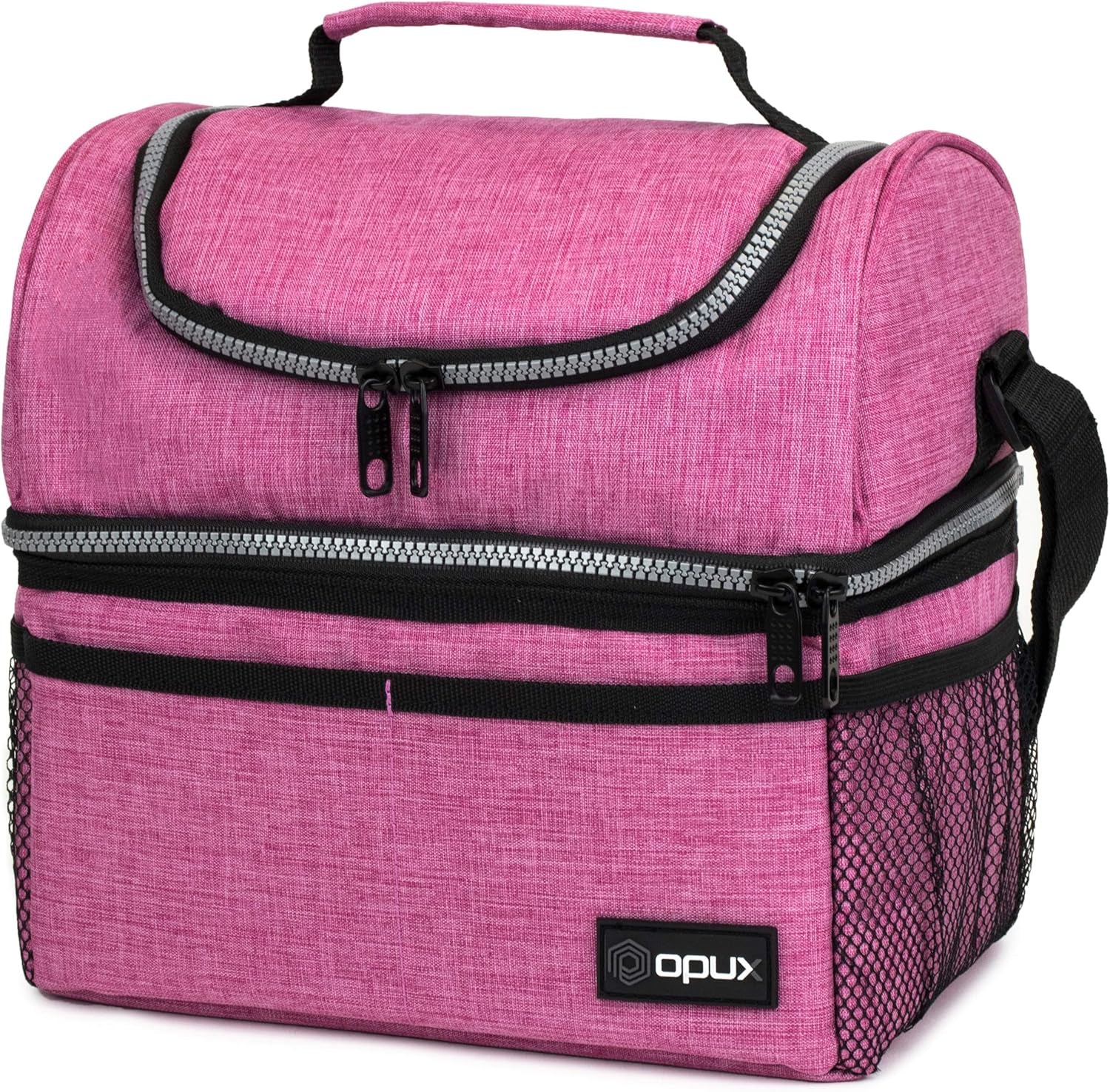 OPUX Insulated Double Decker Lunch Box - Large 12L Leakproof Cooler for Adults & Kids - Aqua Turquoise Soft Tote for Work & School Meal Prep