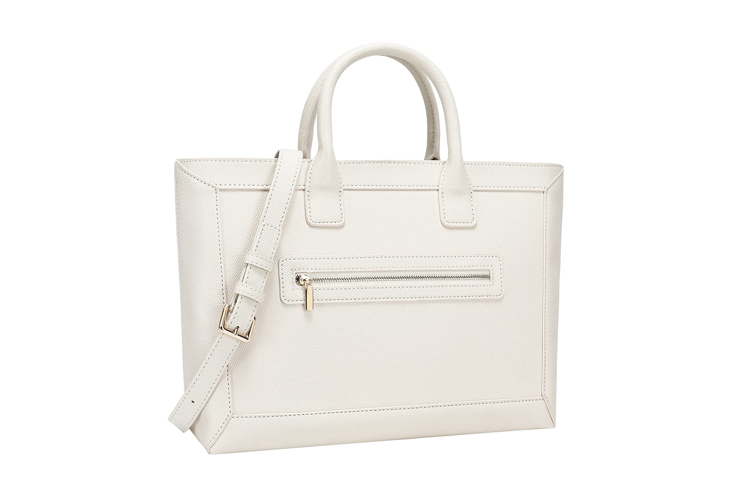 Daisy Rose Tote Shoulder Bag with Front Zipper - PU Vegan Leather
