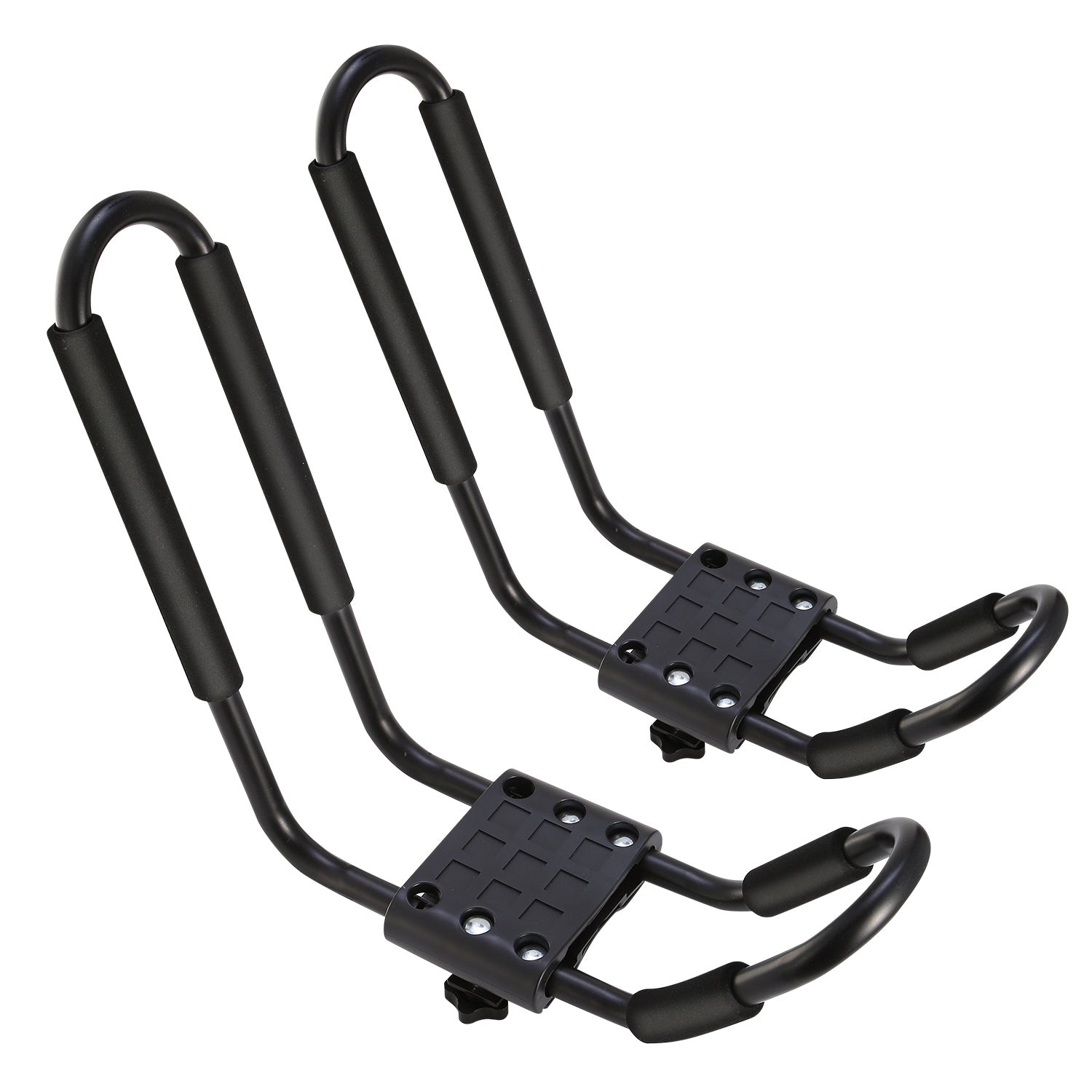 1 Pair Universal J-Bar Kayak Carrier 220LBS Load Heavy Duty Canoe Car Top Mount Carrier Roof Rack with 2Pcs Tie down Straps