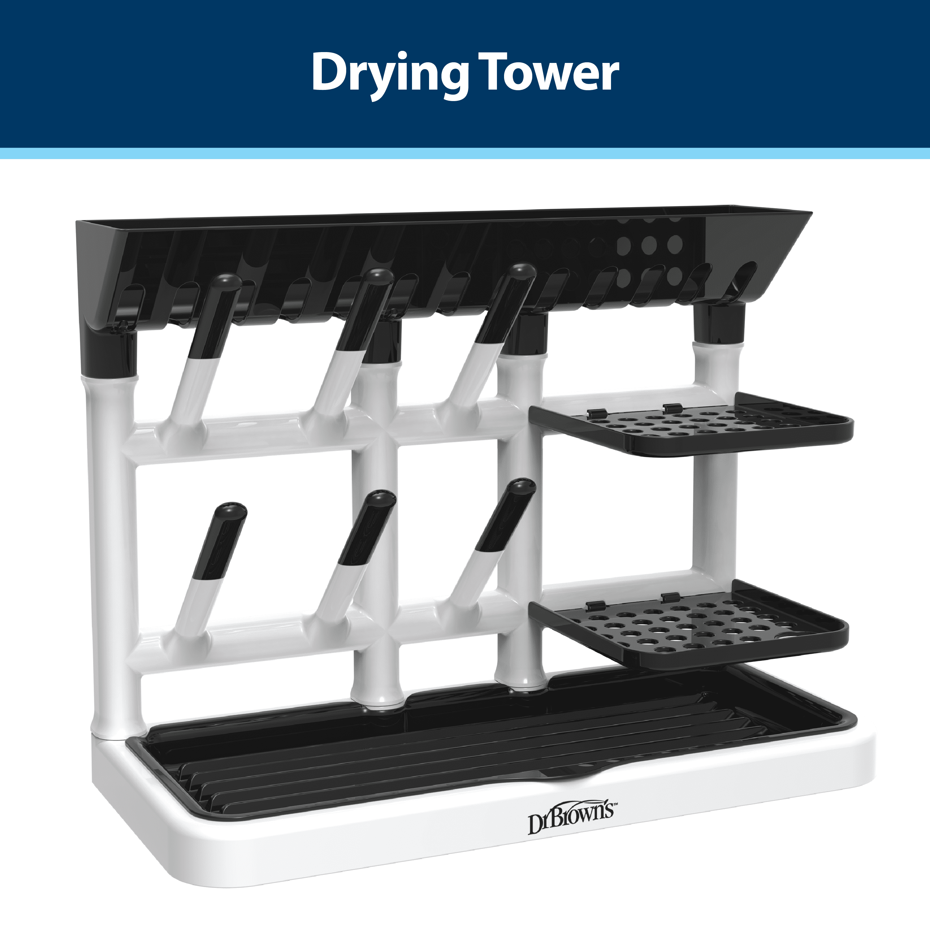 Dr. Brown'S Folding Baby Bottle Drying Rack for Easy Storage, Dry Baby Essentials, BPA Free, Blue