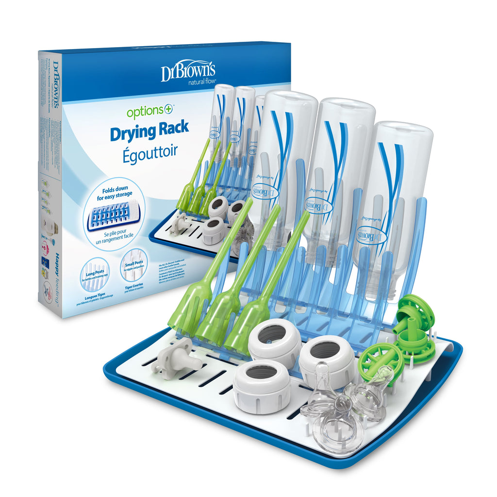 Dr. Brown'S Folding Baby Bottle Drying Rack for Easy Storage, Dry Baby Essentials, BPA Free, Blue