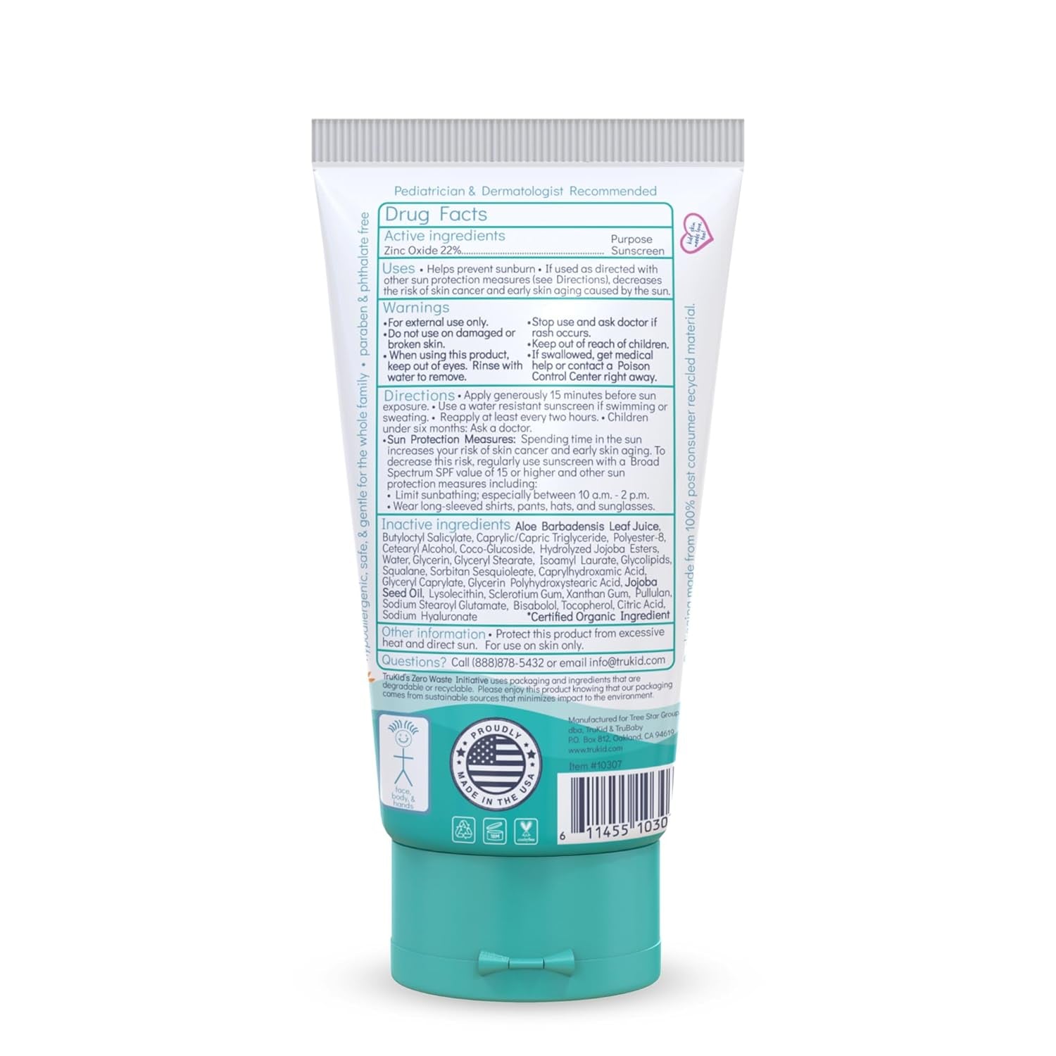 Trukid Easy on Mineral Sunscreen SPF 50 - Kids & Baby Sunscreen for Face & Body, Non-Toxic Zinc Oxide Sunblock Protection for Sensitive Skin, Unscented, FSA Eligible, Travel Size 3.4Oz