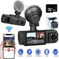 TIKBBRMG Dash Cam Front and Rear,Triple Camera,1080P Full HD Dashcam for Cars Backup Camera,Included 64GB Card,Built-In Wi-Fi GPS,2” IPS Screen, Night Vision, 140°Wide Angle,Wdr, 24H Parking Mode