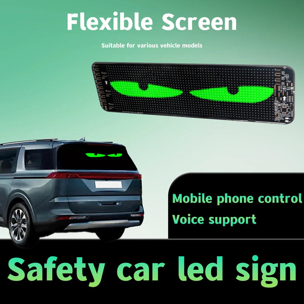Dynamic LED Car Devil Eyes: Colorful Soft Screen with App Control for Customizable Windshield Effects