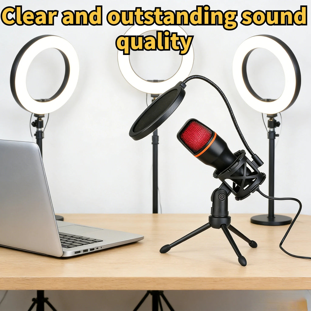 3.5MM/USB Condenser Microphone Wired for PC Computer Laptop Professional Gaming Accessories Streaming Sound Podcast Record