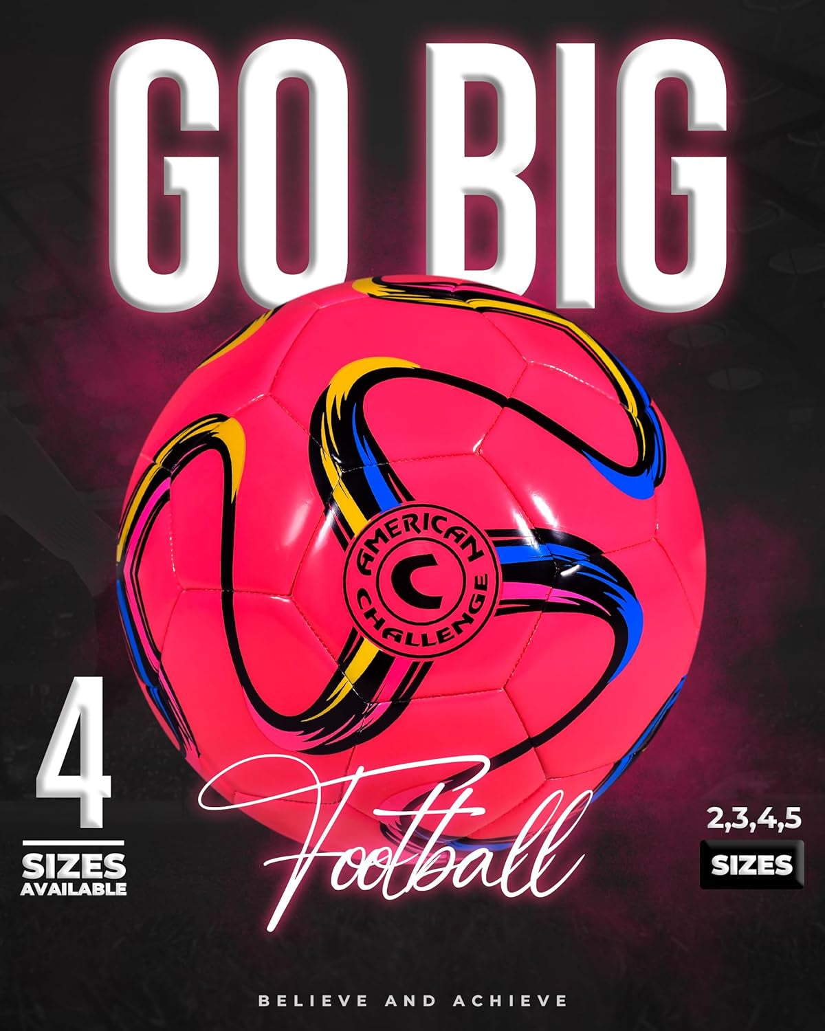 American Challenge Brasilia Soccer Ball - Premium Professional Training Ball for Grass Fields - Durable TPU, Perfect for Outdoor Practice & Match Play - Available in Sizes 2, 3, 4 & 5