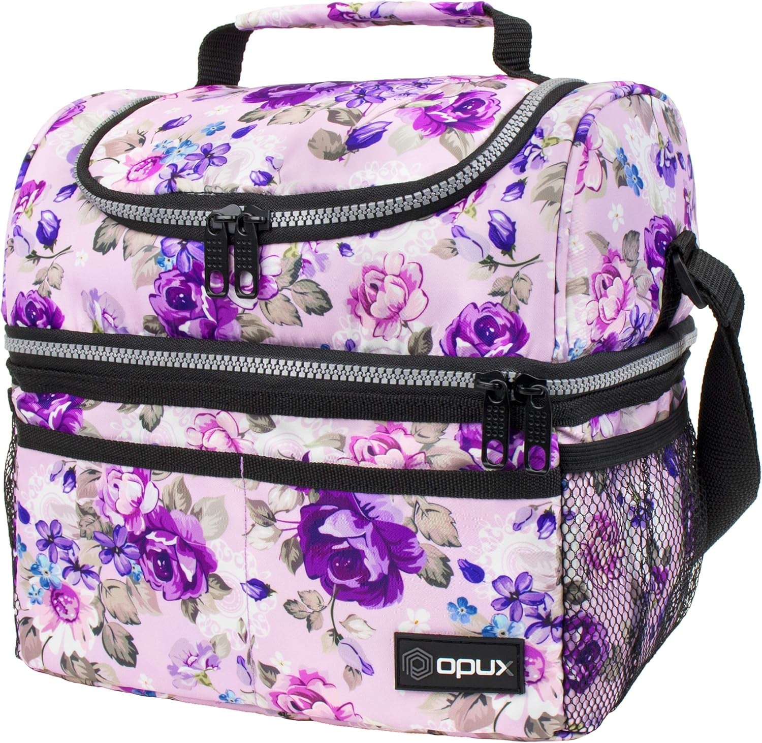 OPUX Insulated Double Decker Lunch Box - Large 12L Leakproof Cooler for Adults & Kids - Aqua Turquoise Soft Tote for Work & School Meal Prep