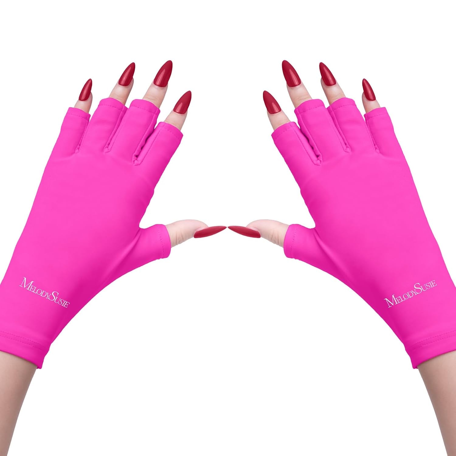 Melodysusie UV Protection Gloves for Gel Nail Lamps - UPF50+ Fingerless Manicure Gloves for Men and Women - Safeguard Your Hands from Sun and Nail Dryer Damage (Black)
