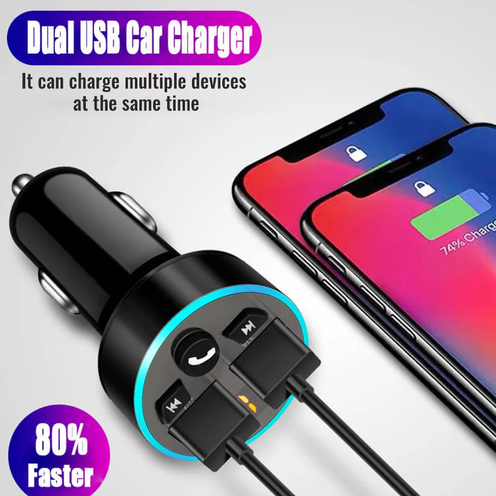 Car Wireless Bluetooth 5.0 FM Radio Transmitter USB MP3 Radio Charger Adapter FM Transmitter Car MP3 Player Flash Drive Plug Car