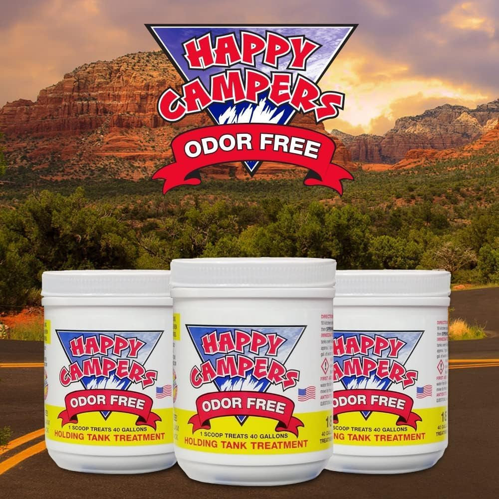 Happy Campers RV Toilet Treatment - Ultimate Odor Control & Long-Lasting Tank Care (18 Treatments) - Prevent Clogs, Buildup & Sensor Failures for a Clean, Healthy, Odor-Free RV Experience