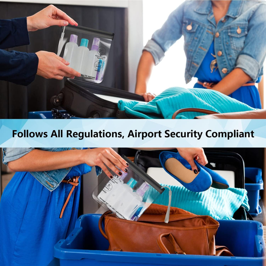 4-Pack Clear TSA Approved Quart Size Toiletry Bags - Waterproof & Leakproof Travel Solutions for Liquids - Perfect for EU, UK & US Carry-On Regulations