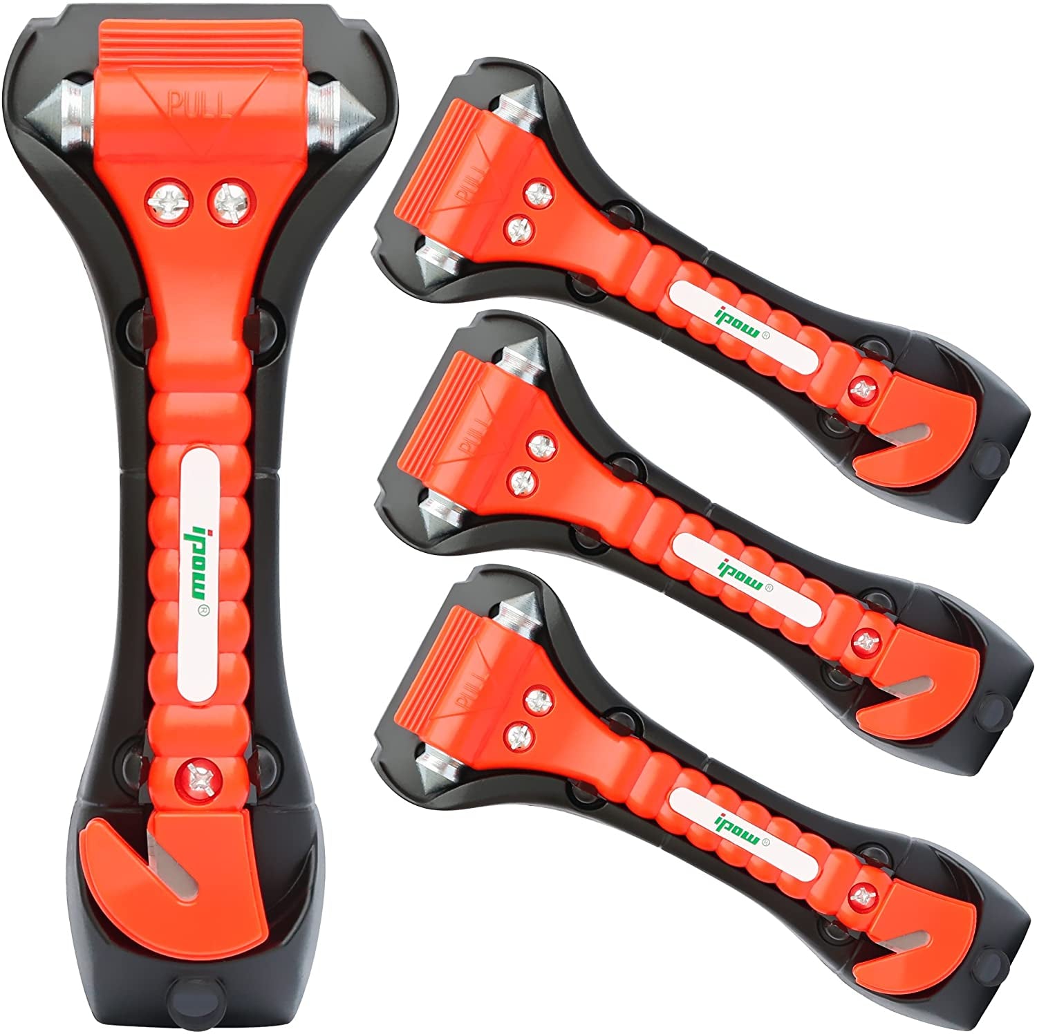 IPOW 2 Pack Car Window Breaker & Seatbelt Cutter - Essential Heavy-Duty Safety Hammer for Emergency Escape & Auto Rescue Kit for Home, Office, and Vehicles