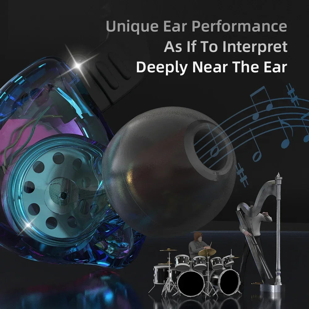 QKZ AK3 Wired Earphones with Microphone - Hi-Fi Music Monitor Headphones with Noise Cancellation for Sports and Gaming