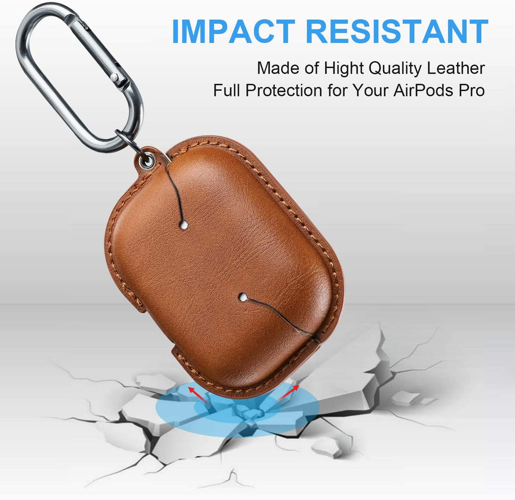Maxjoy for Airpods Pro 2 Case Leather, Airpods Pro Leather Case Cover with Keychain Airpod Strap Compatible with Apple Airpod Pros 2Nd Generation 2023 2022/Airpods Pros 2019 (Front LED Visible), Brown