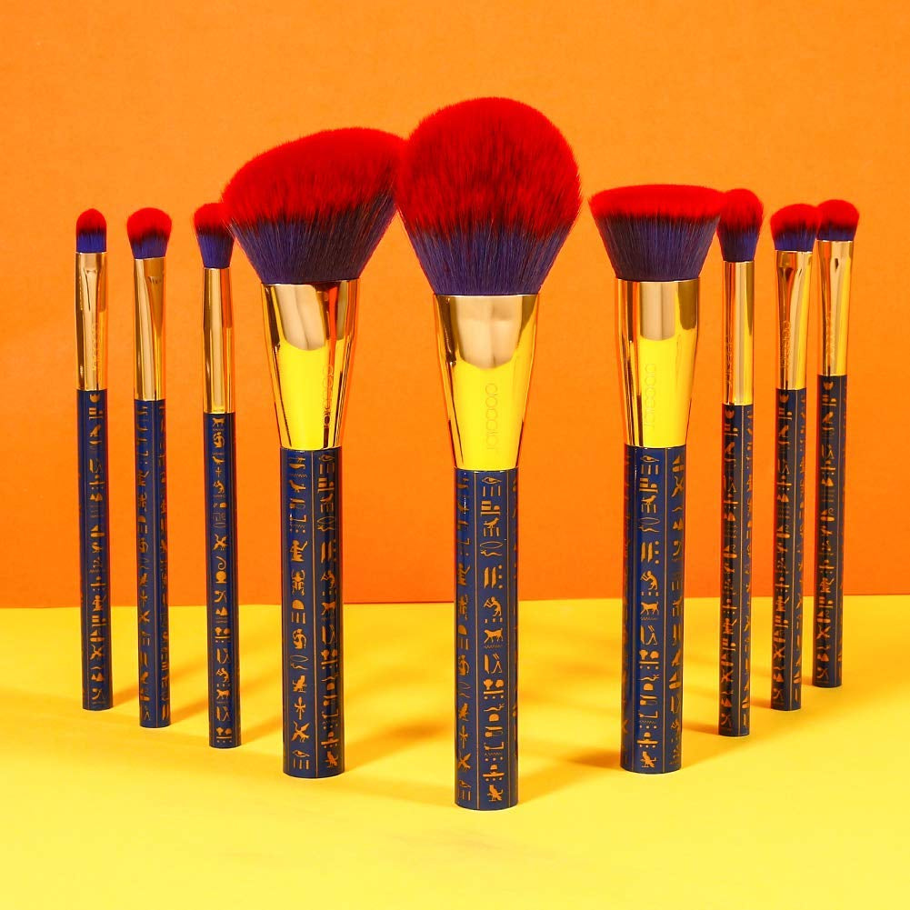 Docolor Makeup Brushes 19Pcs Makeup Brush Set Premium Gift Synthetic Powder Kabuki Foundation Contour Blush Concealer Eye Shadow Blending Liner Make up Brush Kit, Ancient Egyptian Series