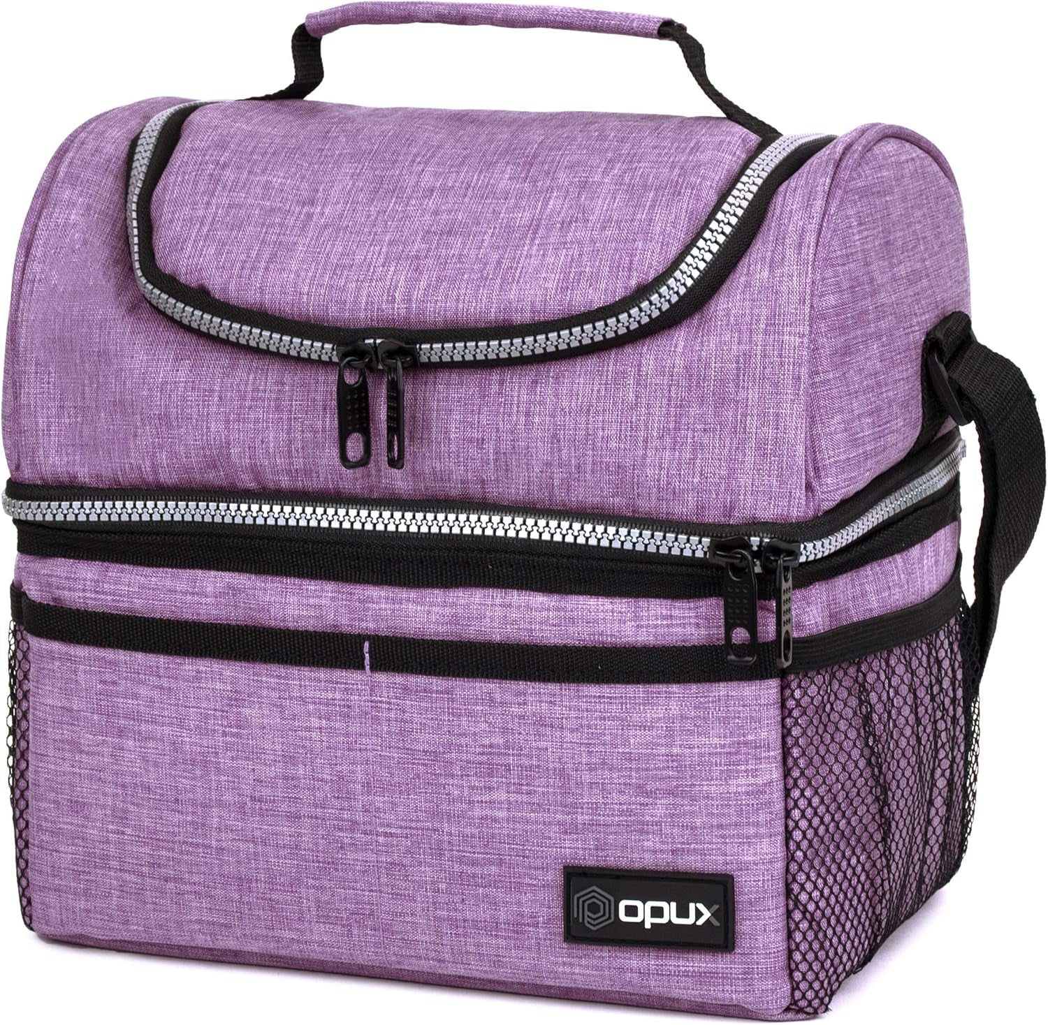 OPUX Insulated Double Decker Lunch Box - Large 12L Leakproof Cooler for Adults & Kids - Aqua Turquoise Soft Tote for Work & School Meal Prep