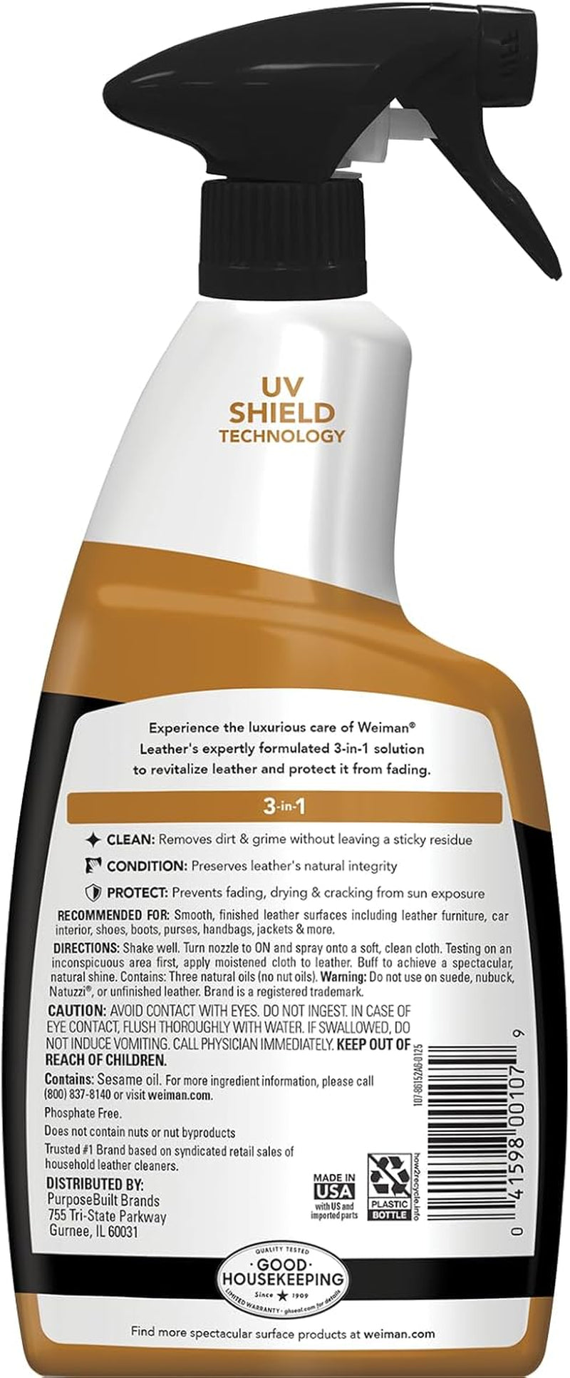 Weiman Leather Cleaner & Conditioner - Ultimate Care for All Leather Surfaces, 6 Pack, 22 FL Oz - Cleans, Restores & Protects with UV Defense