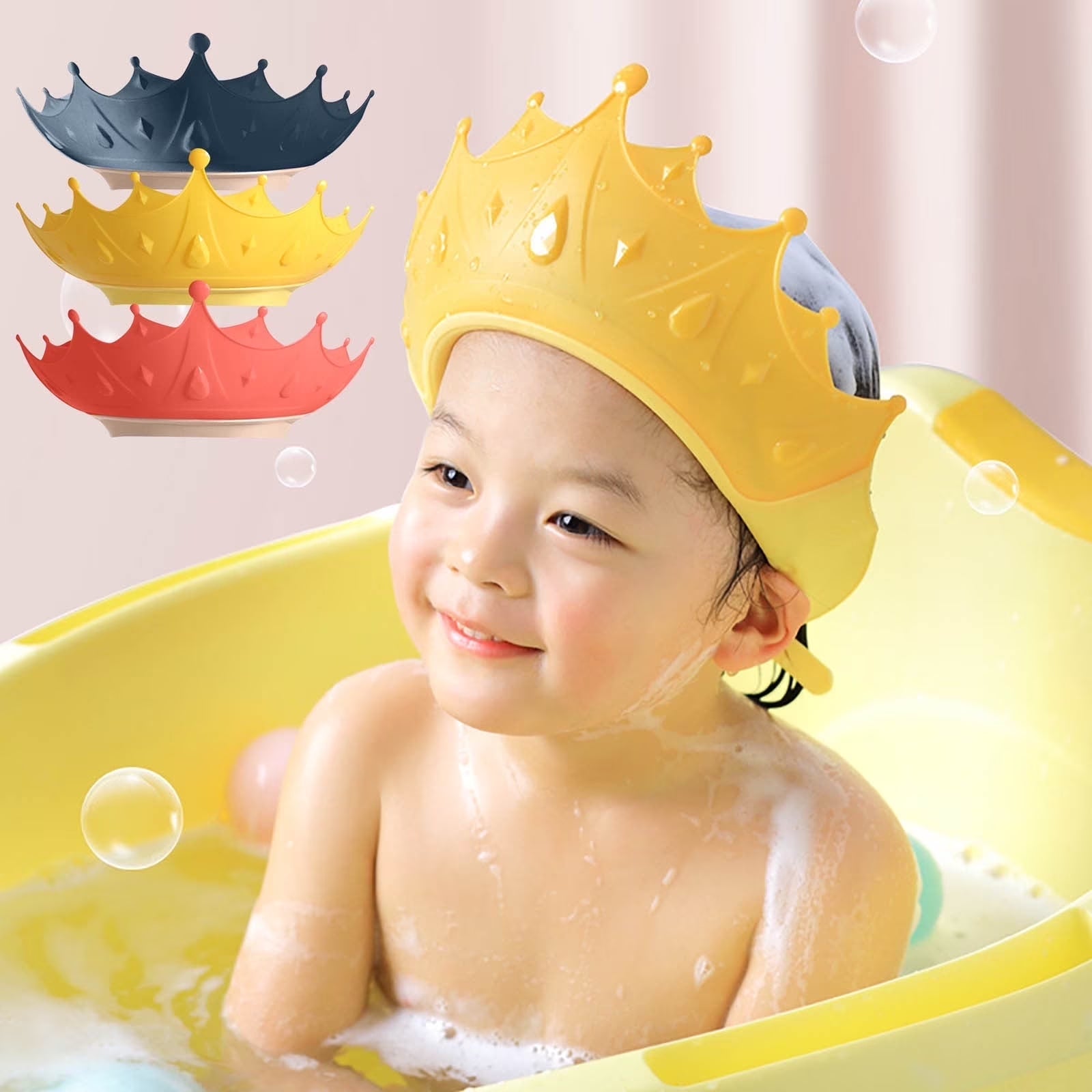 Feledorashia Baby Shower Cap Bathing Cap Soft Adjustable Visor Hat Safe Shampoo Shower Bathing Protection Bath Cap for Toddler, Baby, Kids, Children,Red