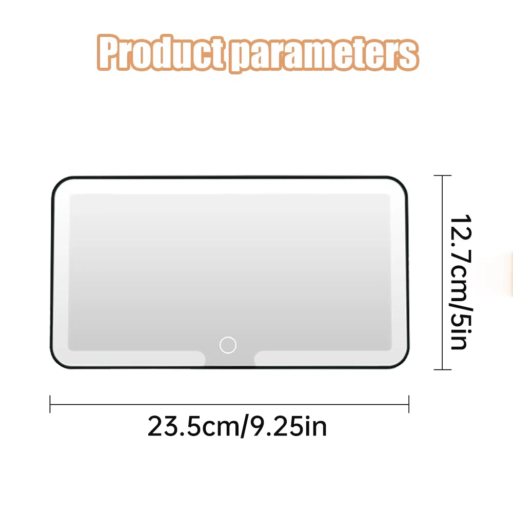 Car Interior Mirrors Sun Visor Plate LED HD Makeup Mirror for Girls Women Rechargeable Fill Light Universal Thin Vanity Mirror
