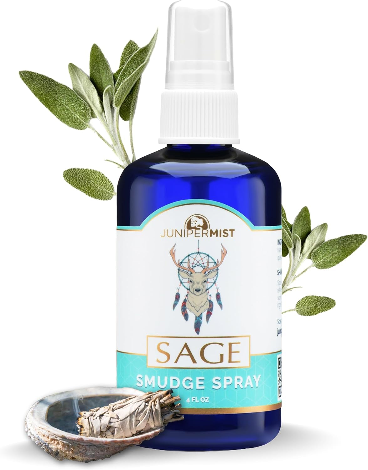 Palo Santo & Sage Smudge Spray (114Ml), Palo Santo Essential Oil Spray for Cleansing Negative Energy, Spiritual Room Spray, Smokeless Smudge Spray, Aura Cleansing & Protection UK
