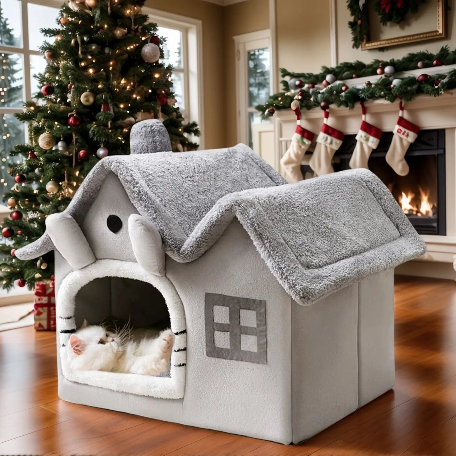 Premium Double Roof Indoor Pet House - Removable and Washable Dog Bed for All Seasons, Ideal for Cats and Dogs