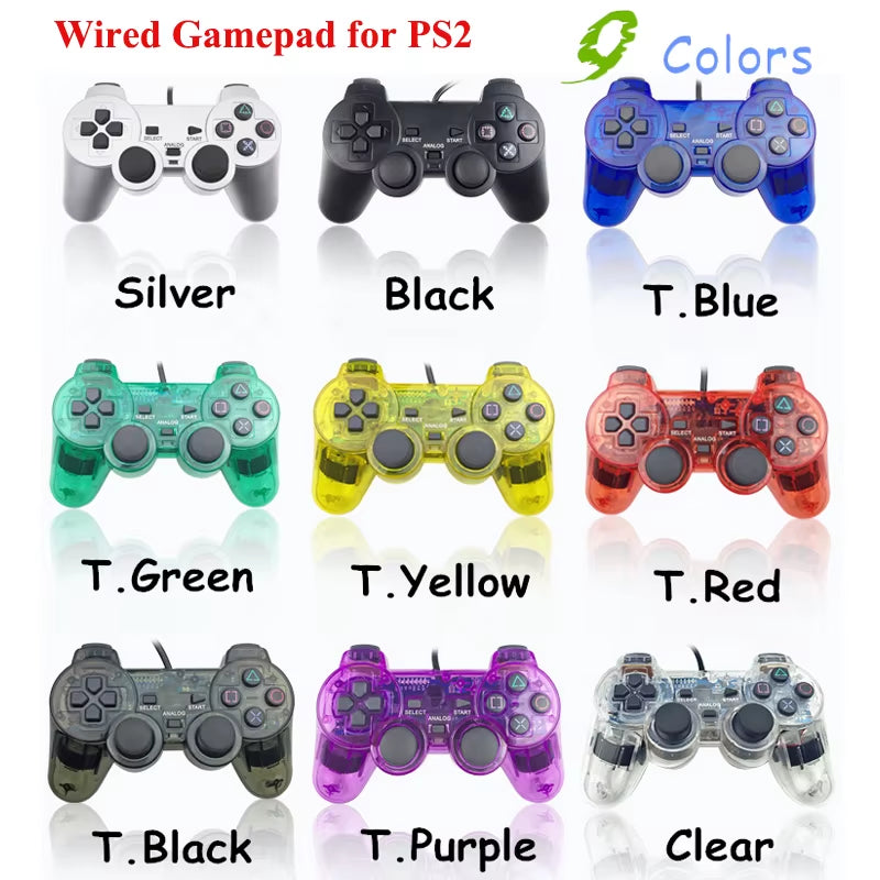 Wired Gamepad for Sony PS2 - 9 Color Options, Joystick Controller for Console Gaming Accessories