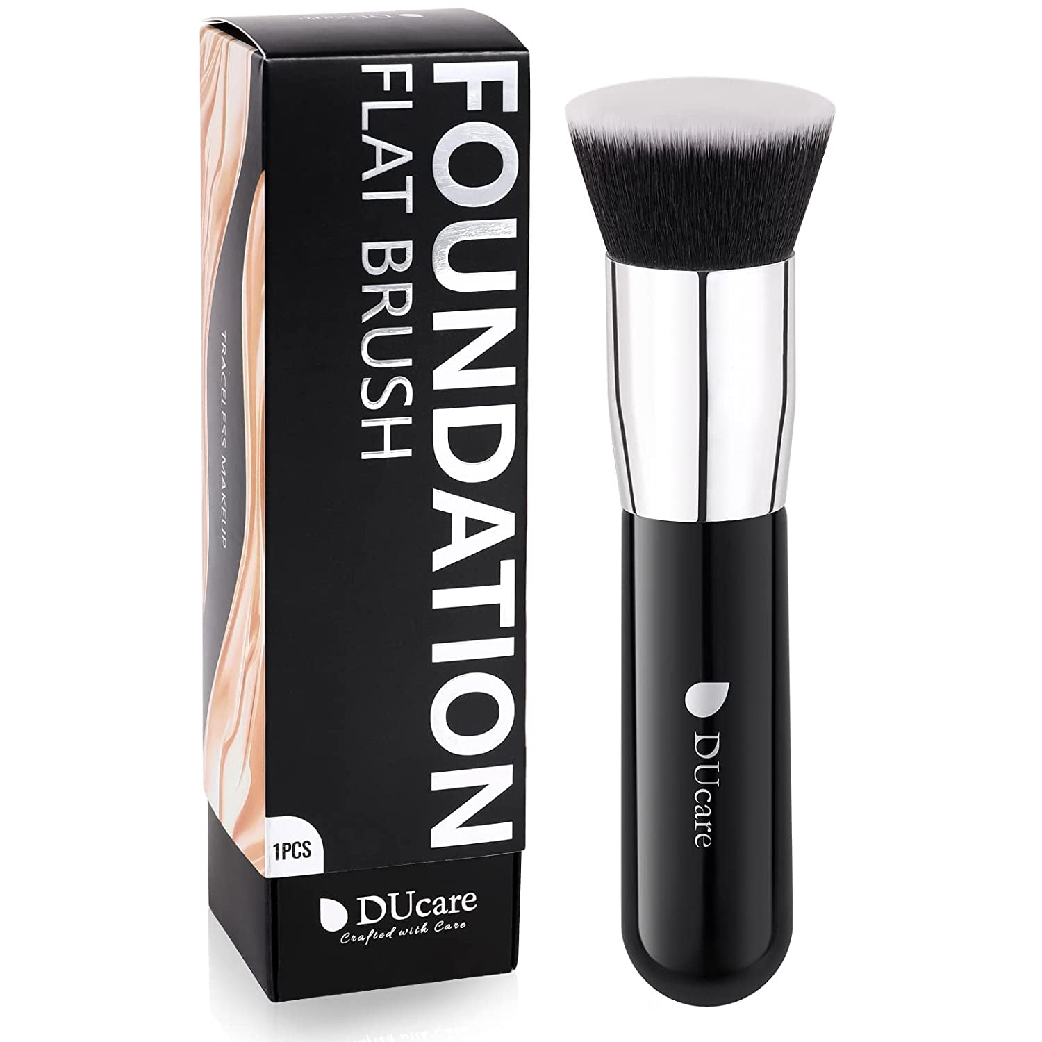 Ducare Premium Flat Top Kabuki Foundation Brush - Perfect for Liquid, Cream, and Powder Makeup - Stylish Pink Design