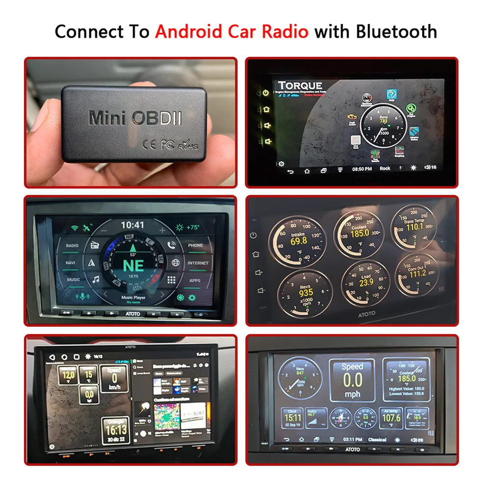 Bluetooth OBDII Scanner for Android Car OBD2 Diagnostic Scan Tool OBD 2 ELM327 V1.5 Auto Code Reader Adapter ELM 327 V 1.5 4450