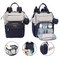 Babbleroo Wide Top Diaper Bag Backpack- Stone Gray & Blue