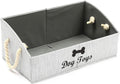 Geyecete Foldable Large Dog Toy Storage Bins - Stylish Gray Organizer with Rope Handle for Collapsible Shelving