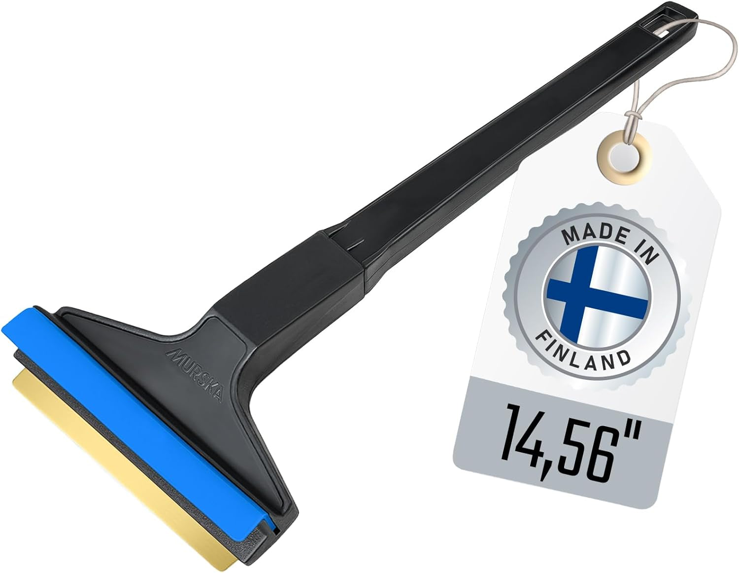 Premium Long Handle Brass Ice Scraper - 14.5 Inch Snow Removal Tool for Cars - Original Murska from Europe (L&P A055 Black Gray)