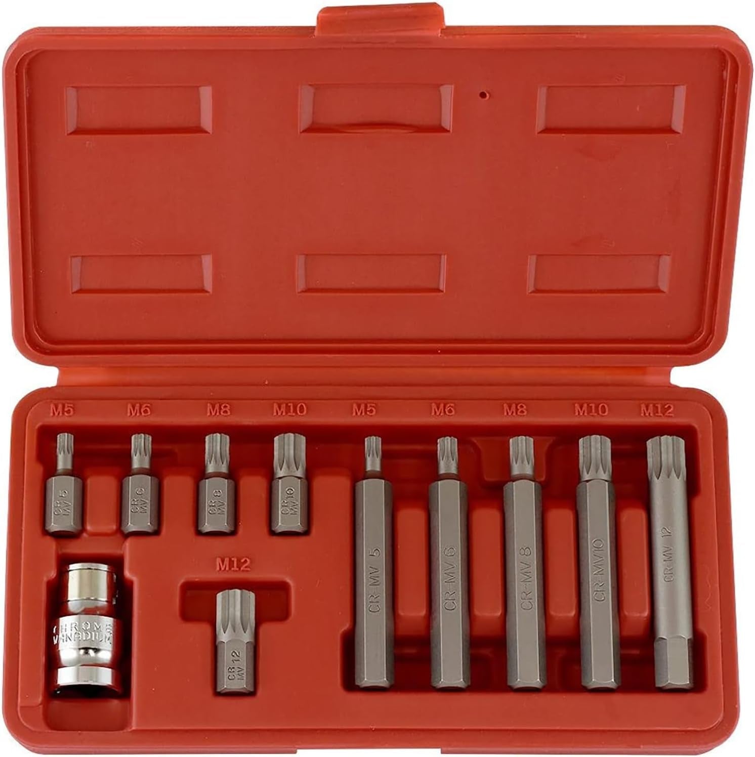 NEIKO 10054A Extra Long XZN Triple Square Spline Bit Socket Set - 10-Piece, 4" Length, 4mm to 18mm, Durable S2 and Cr-V Steel