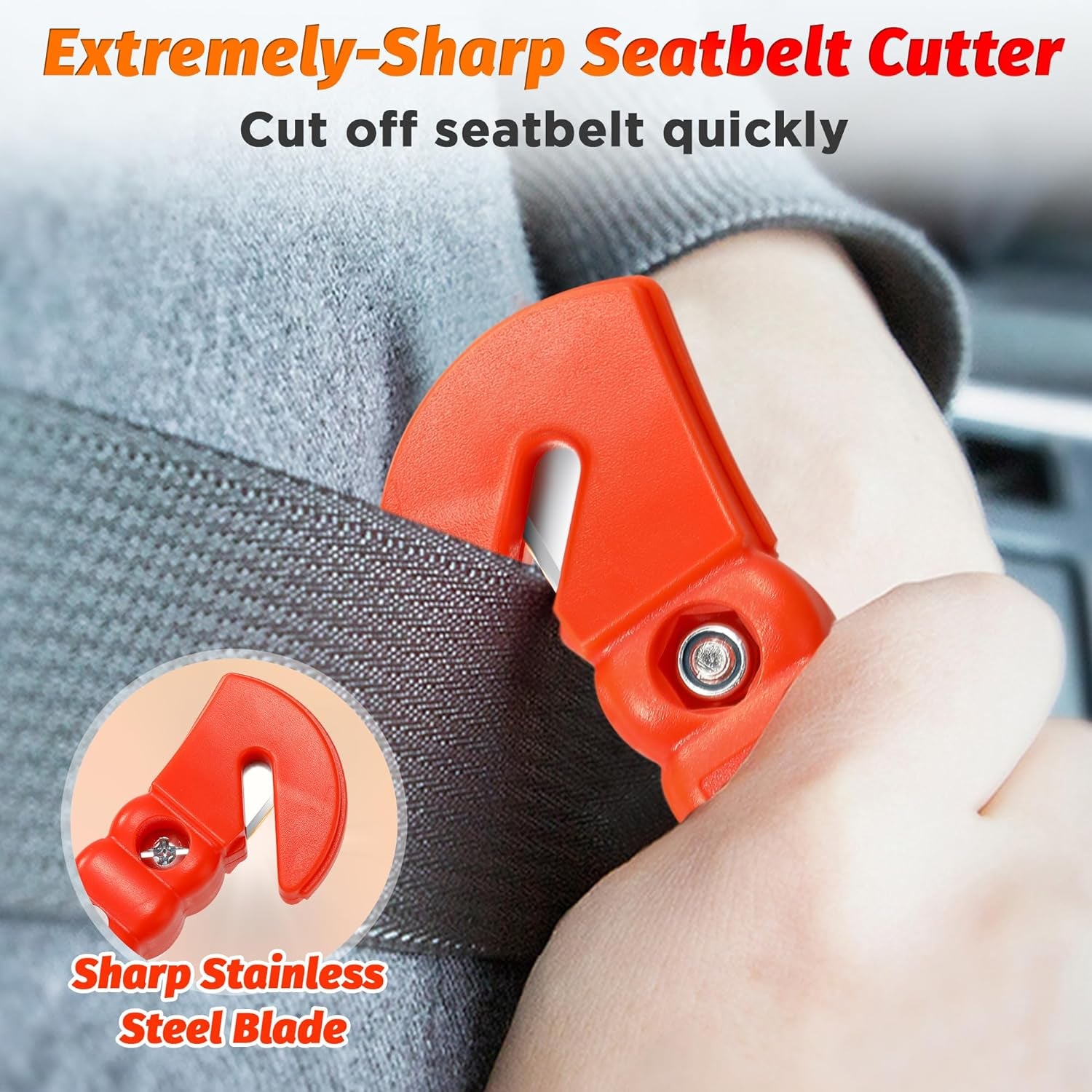 IPOW 2 Pack Car Window Breaker & Seatbelt Cutter - Essential Heavy-Duty Safety Hammer for Emergency Escape & Auto Rescue Kit for Home, Office, and Vehicles