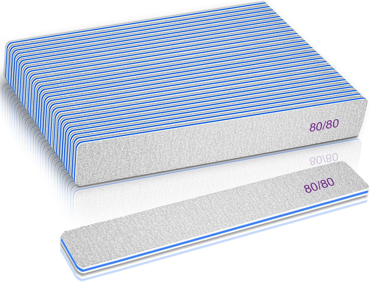Professional 12-Piece Jumbo Nail File Set for Acrylic Nails - 80/80 Grit Emery Boards, Washable & Thick Manicure Tools for Nail Technicians