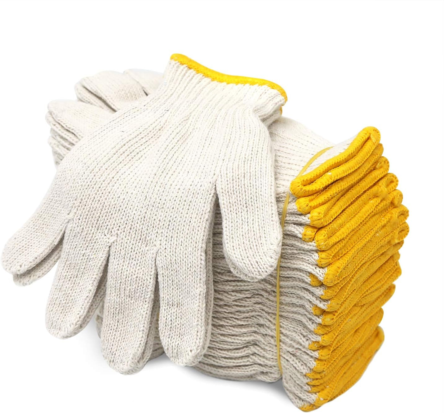 Evridwear L Size Cotton Polyester Safety Work Gloves - 12 Pairs for Painters, Mechanics, Gardeners & Construction Workers with Dotted Grip