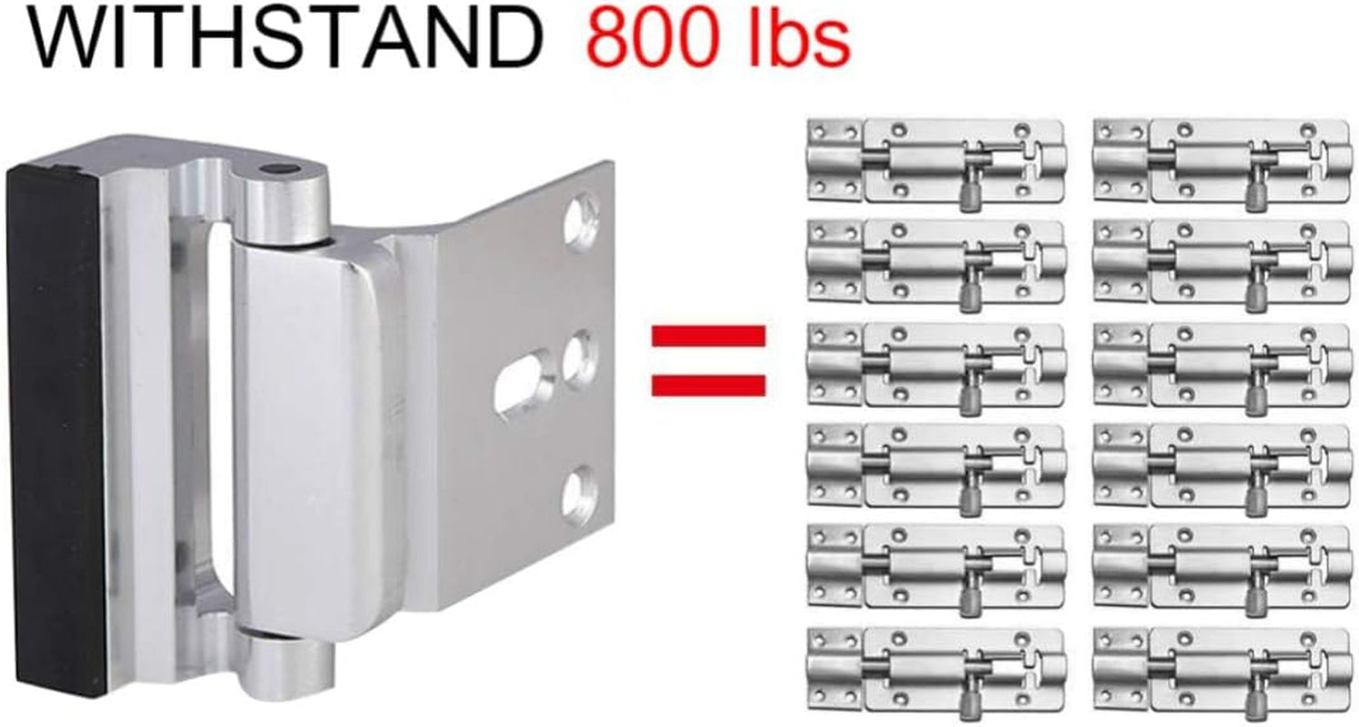 Ultimate Childproof Door Reinforcement Locks - 2 Pack with 8 Screws, 800 Lbs Strength, Sleek Silver Finish