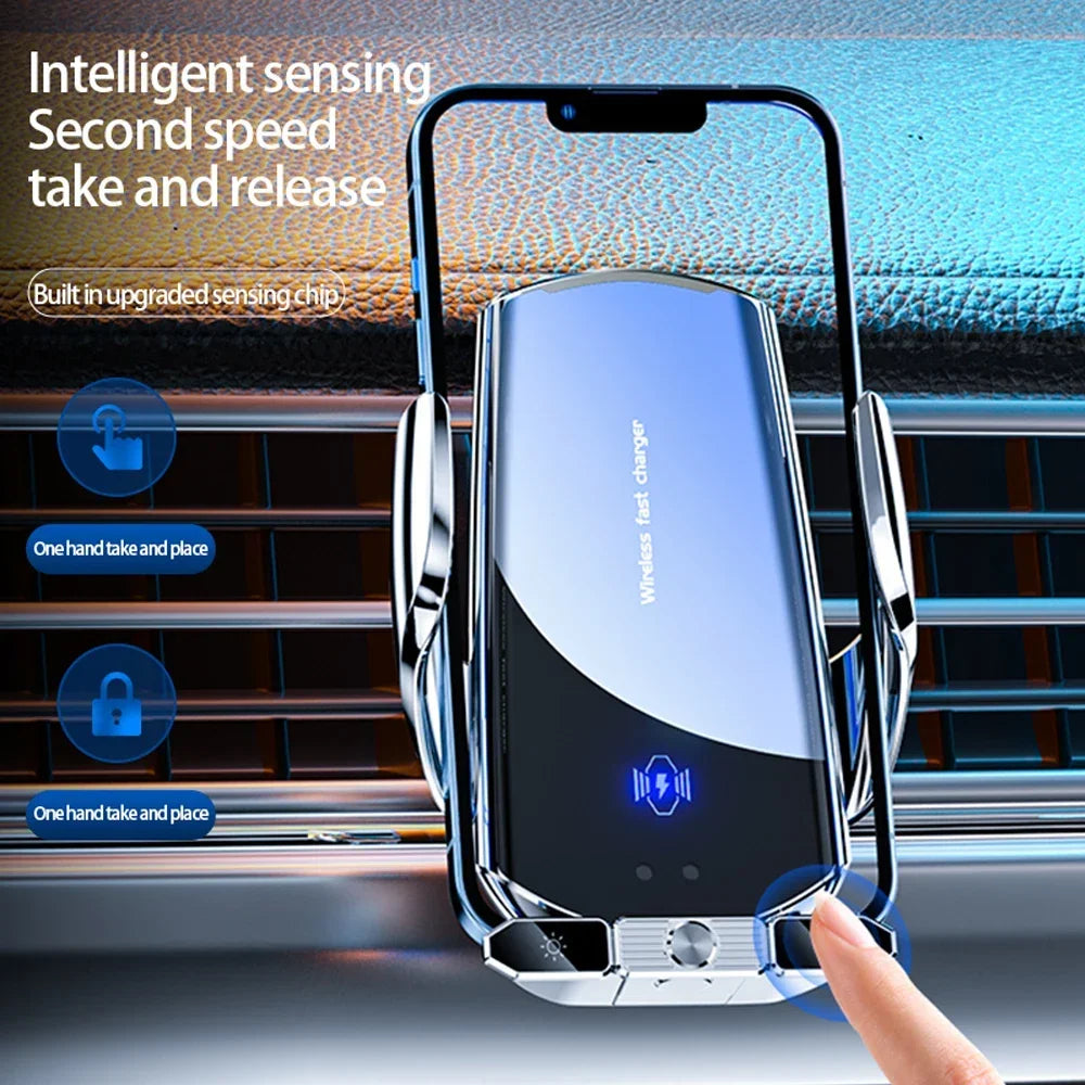150W Car Phone Holder Wireless Charger for Iphone 12 13/14/15 16 Pro Max Windshield Dashboard Air Vent Mount with Fast Charging