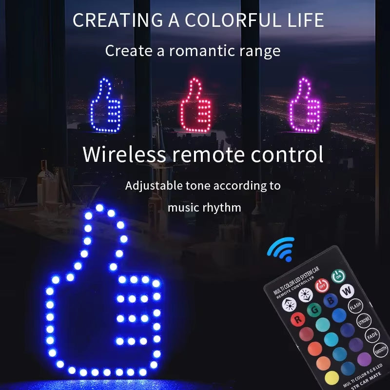 Colorful LED RGB USB Gesture-Controlled Car Light - Middle Finger Hand Lamp for Trucks and Vehicles