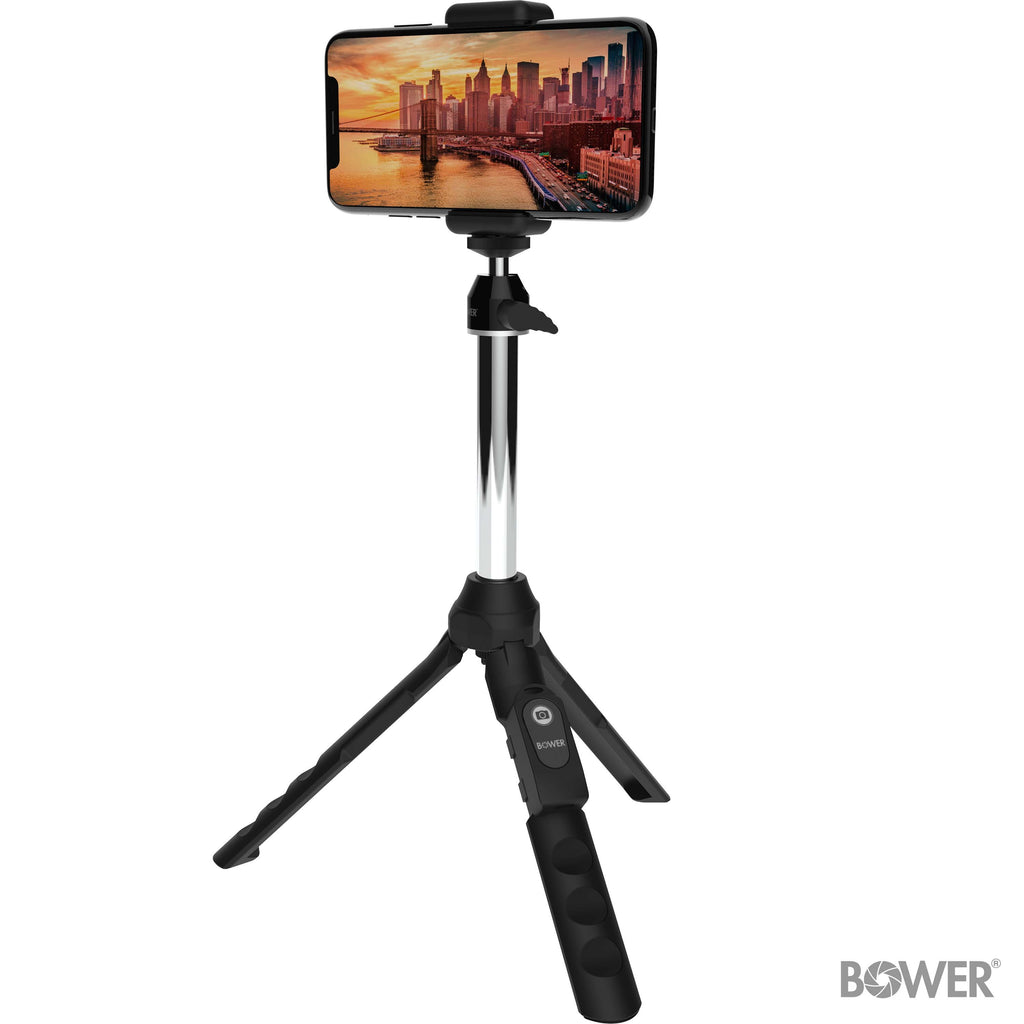 Bower 6-In-1 Multi Selfie Tripod with Smartphone & Gopro Mount, Rechargeable Wireless Remote - Black
