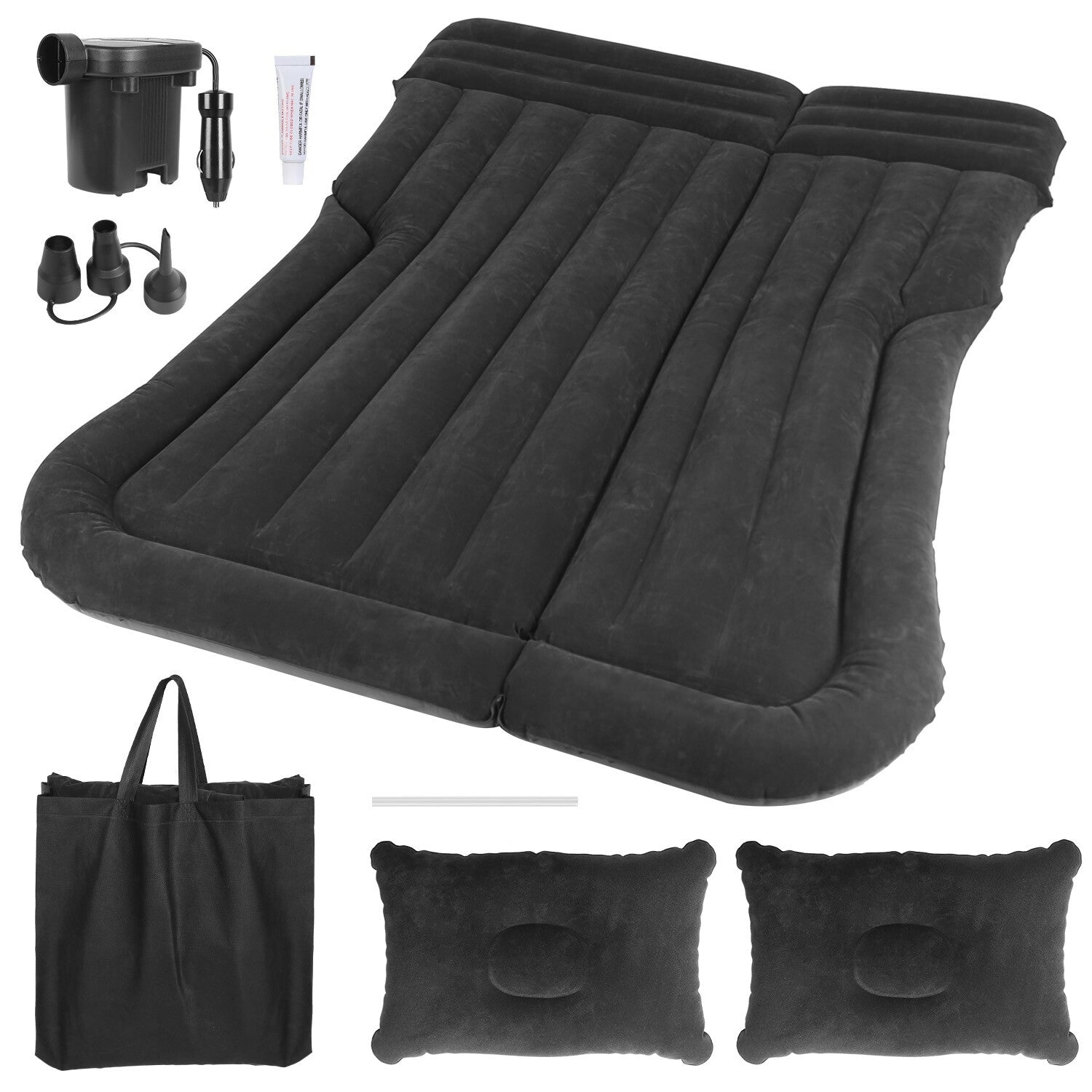 Inflatable Travel Car Mattress with Air Bed for Back Seat Comfort, Includes Two Pillows and Pump