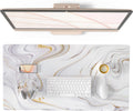 QIYI White Mouse Pad, Cute Marble Large Desk Mat, PU Leather Desk Protector Mousepad, Gold Grey Striped Waterproof Computer Keyboard Gaming Mouse Pads, Non Slip Extended Writing Pad 31.5" X 15.7"