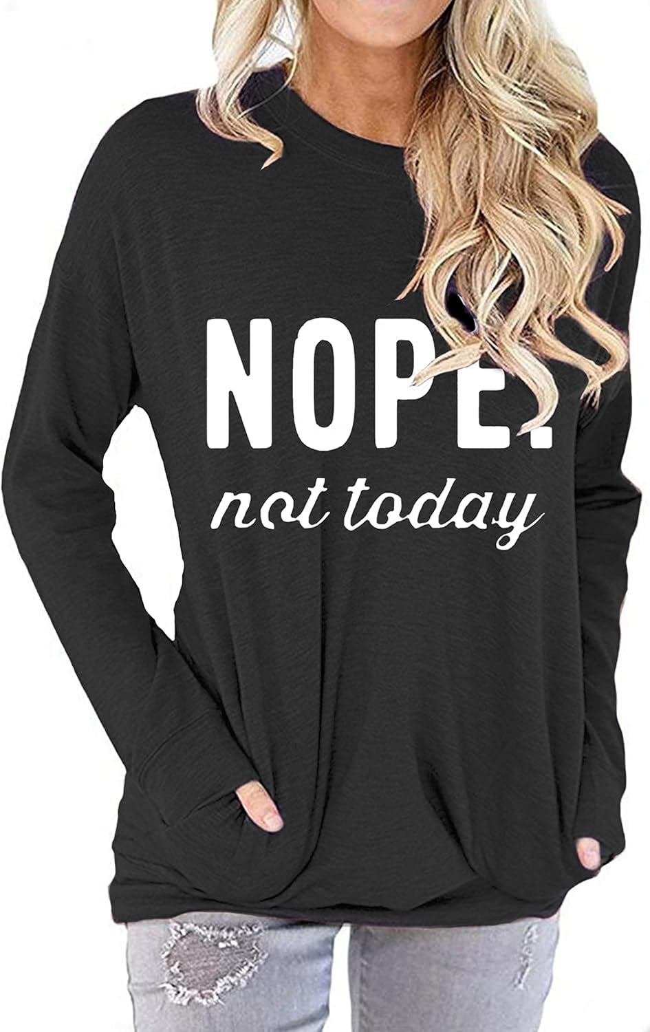 Hount Womens Casual Loose Fit Shirts Long Sleeve Comfy T-Shirts Pullover Sweatshirts with Pockets
